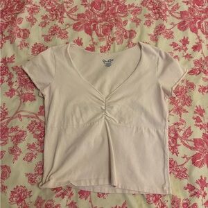 John galt Soft Pink Ruched V-Neck Tee